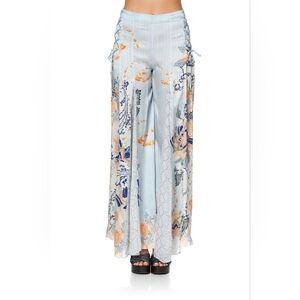 B3. NWOT CAMILLA FRASER FANTASIA SILK FLARE PANTS WITH LACE UP SIDE